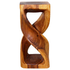 Table d'appoint Haussmann en bois à double torsion, 30,5 cm x 30,5 cm x 66 cm, finition chêne huilé