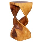 Table d'appoint Haussmann en bois à double torsion, 30,5 cm x 30,5 cm x 66 cm, finition chêne huilé