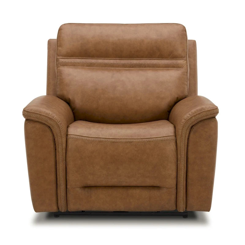 Fauteuil inclinable électrique en cuir Cooper - Camel