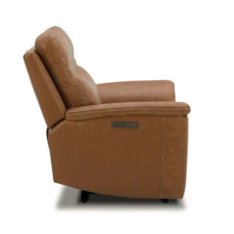 Fauteuil inclinable électrique en cuir Cooper - Camel