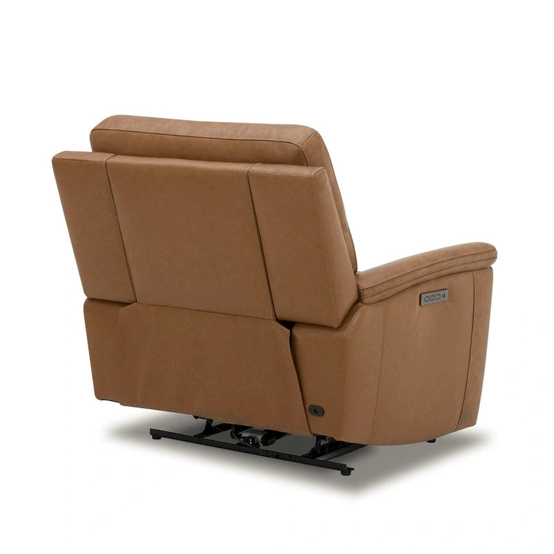 Fauteuil inclinable électrique en cuir Cooper - Camel