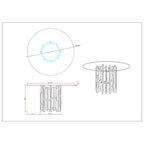 Table ronde contemporaine Somette en verre avec piètement en acier et motifs dorés