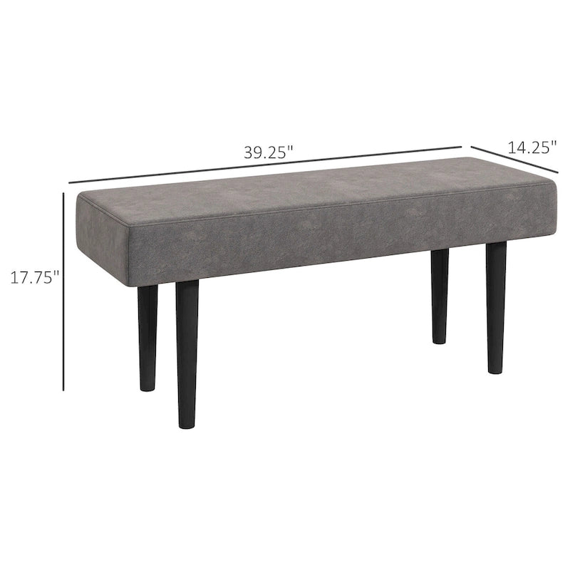 Banc de lit HOMCOM 39, banc d'entrée rembourré avec pieds en acier, banc de chambre, gris