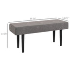 Banc de lit HOMCOM 39, banc d'entrée rembourré avec pieds en acier, banc de chambre, gris