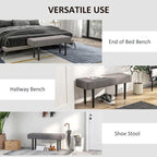 Banc de lit HOMCOM 39, banc d'entrée rembourré avec pieds en acier, banc de chambre, gris