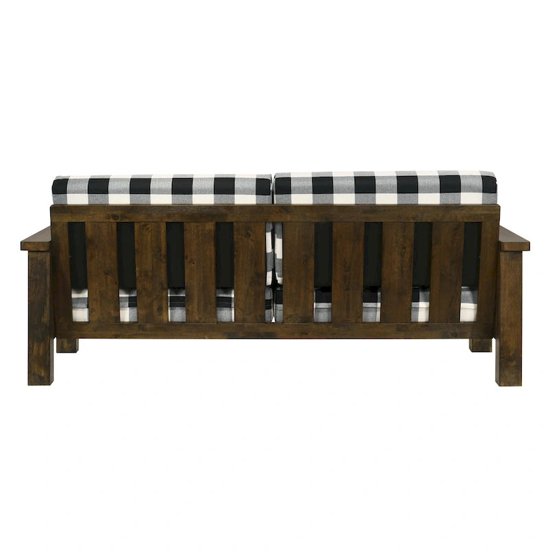 Canapé Jimo Farmhouse Rustic Oak avec accoudoirs en bois et revêtement en tissu, par Furniture of America
