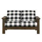 Canapé deux places Jimo traditionnel rustique en chêne et tissu lin de Furniture of America