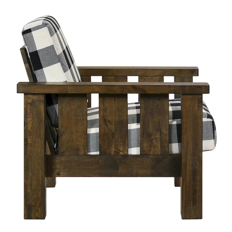 Canapé deux places Jimo traditionnel rustique en chêne et tissu lin de Furniture of America