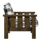 Canapé deux places Jimo traditionnel rustique en chêne et tissu lin de Furniture of America