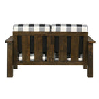 Canapé deux places Jimo traditionnel rustique en chêne et tissu lin de Furniture of America