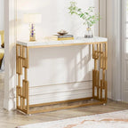 Console, table d'appoint moderne en faux marbre blanc pour salon