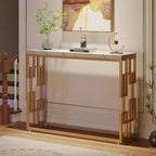 Console, table d'appoint moderne en faux marbre blanc pour salon