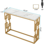 Console, table d'appoint moderne en faux marbre blanc pour salon