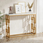Console, table d'appoint moderne en faux marbre blanc pour salon