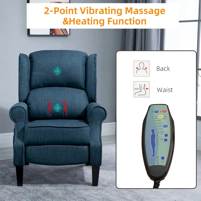 Fauteuil de massage chauffant et vibrant HOMCOM à dossier inclinable, canapé d'appoint rembourré avec télécommande et fonction massage.