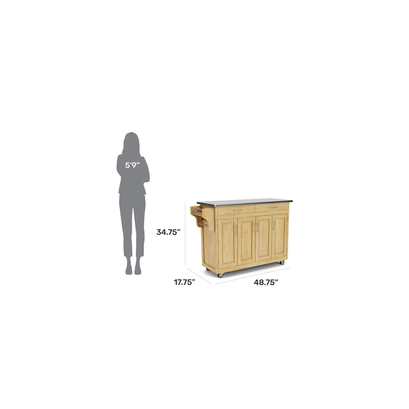 Chariot de cuisine mobile Homestyles Create-a-Cart Natural avec plateau en acier inoxydable