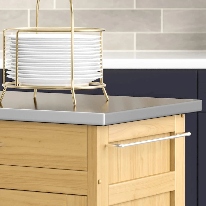 Chariot de cuisine mobile Homestyles Create-a-Cart Natural avec plateau en acier inoxydable