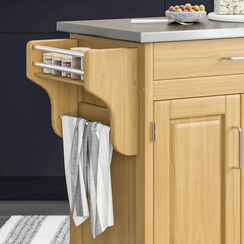 Chariot de cuisine mobile Homestyles Create-a-Cart Natural avec plateau en acier inoxydable