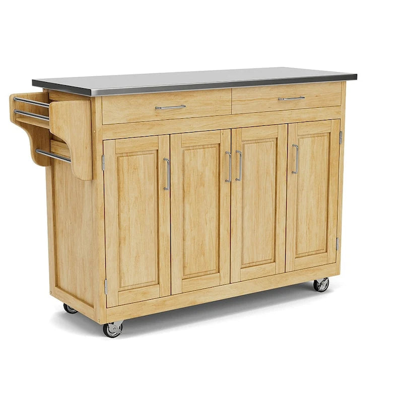 Chariot de cuisine mobile Homestyles Create-a-Cart Natural avec plateau en acier inoxydable