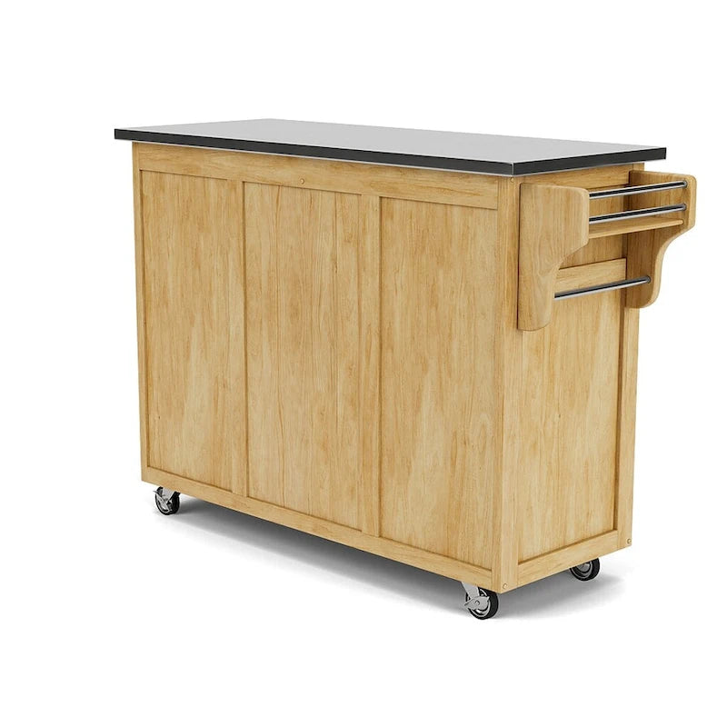 Chariot de cuisine mobile Homestyles Create-a-Cart Natural avec plateau en acier inoxydable