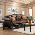 Quez Traditional Brown Faux Leather Rolled Arms Sofa by Furniture of America