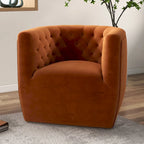 Luxor Mid-Century Modern Comfy Burnt Orange Velvet Swivel Accent Chair