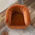Fauteuil pivotant Luxor Mid-Century Modern en velours orange brûlé confortable
