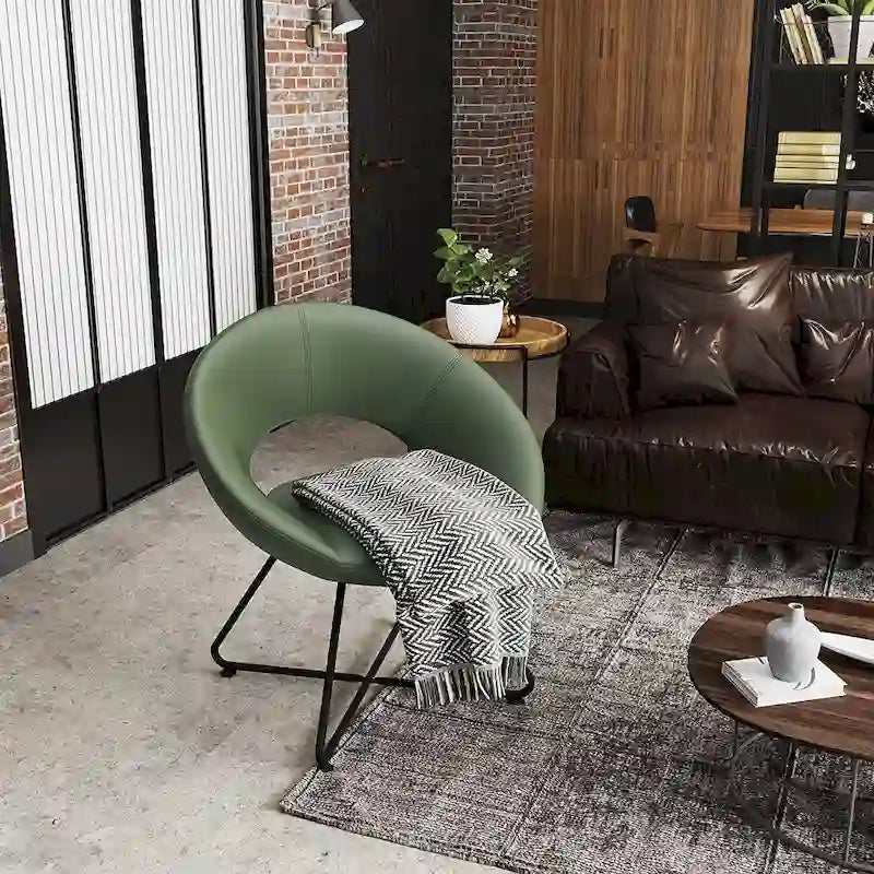 Fauteuil en velours vert, fauteuil d'appoint en velours pour salon, chambre, bureau, canapé une place rembourré