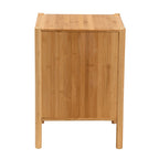 Table d'appoint Naresh de style transitionnel moderne du milieu du siècle, en bois de bambou brun naturel, à une porte