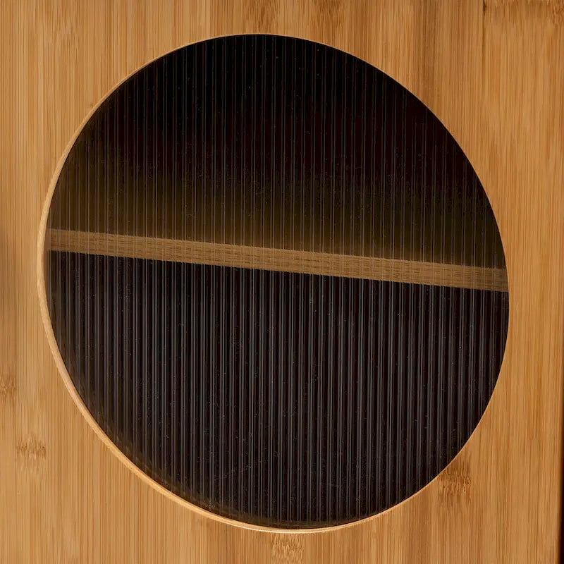 Table d'appoint Naresh de style transitionnel moderne du milieu du siècle, en bois de bambou brun naturel, à une porte