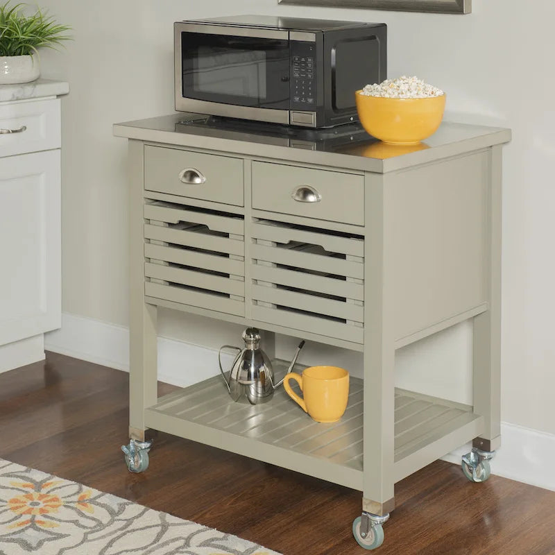 Chariot de cuisine en bois gris The Gray Barn White Squirel