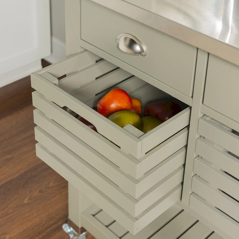 Chariot de cuisine en bois gris The Gray Barn White Squirel
