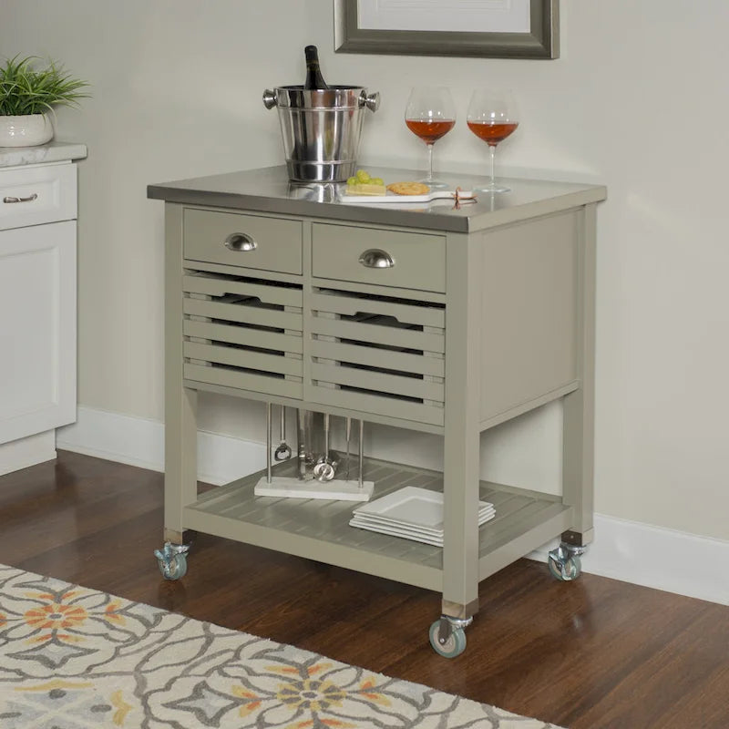 Chariot de cuisine en bois gris The Gray Barn White Squirel