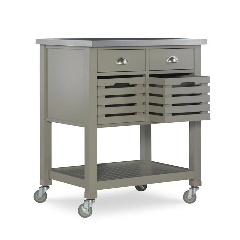 Chariot de cuisine en bois gris The Gray Barn White Squirel