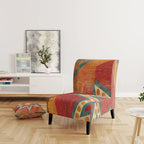 Fauteuil d'appoint bohème chic capitonné Designart, motif carreaux orange marocains - Fauteuil