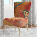Fauteuil d'appoint bohème chic capitonné Designart, motif carreaux orange marocains - Fauteuil