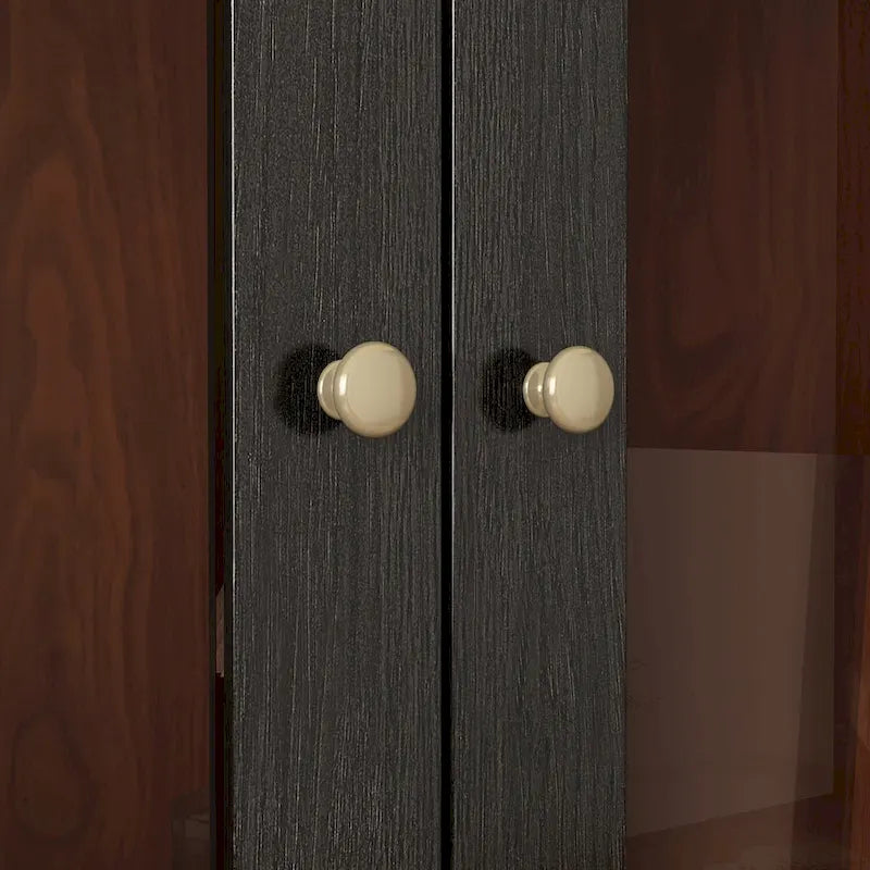 Buffet avec porte en verre acrylique et meuble de rangement en bois et métal