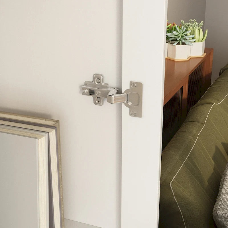 Buffet avec porte en verre acrylique et meuble de rangement en bois et métal