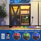 Meuble pour aquarium Moasis avec prises électriques et éclairage RGB 7 couleurs, meuble de rangement intégré