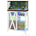 Meuble pour aquarium Moasis avec prises électriques et éclairage RGB 7 couleurs, meuble de rangement intégré