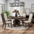 Ensemble de salle à manger rond Cornerways Traditional en bois massif brun avec pied central, par The Gray Barn