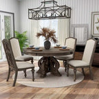 Ensemble de salle à manger rond Cornerways Traditional en bois massif brun avec pied central, par The Gray Barn