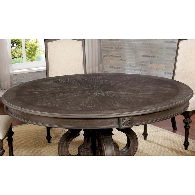 Ensemble de salle à manger rond Cornerways Traditional en bois massif brun avec pied central, par The Gray Barn
