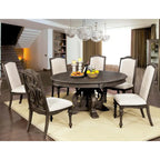 Ensemble de salle à manger rond Cornerways Traditional en bois massif brun avec pied central, par The Gray Barn