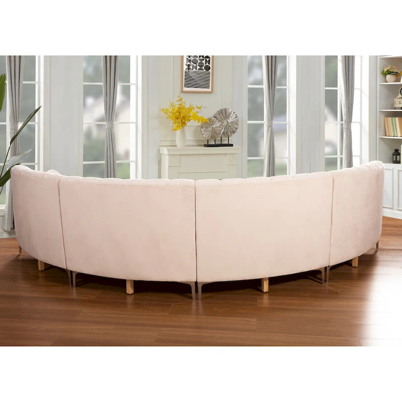 Canapés d'angle modulaires symétriques en velours, en forme de U, avec courbure arrondie - 141 cm de large