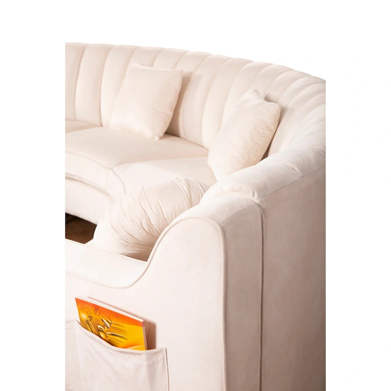 Canapés d'angle modulaires symétriques en velours, en forme de U, avec courbure arrondie - 141 cm de large