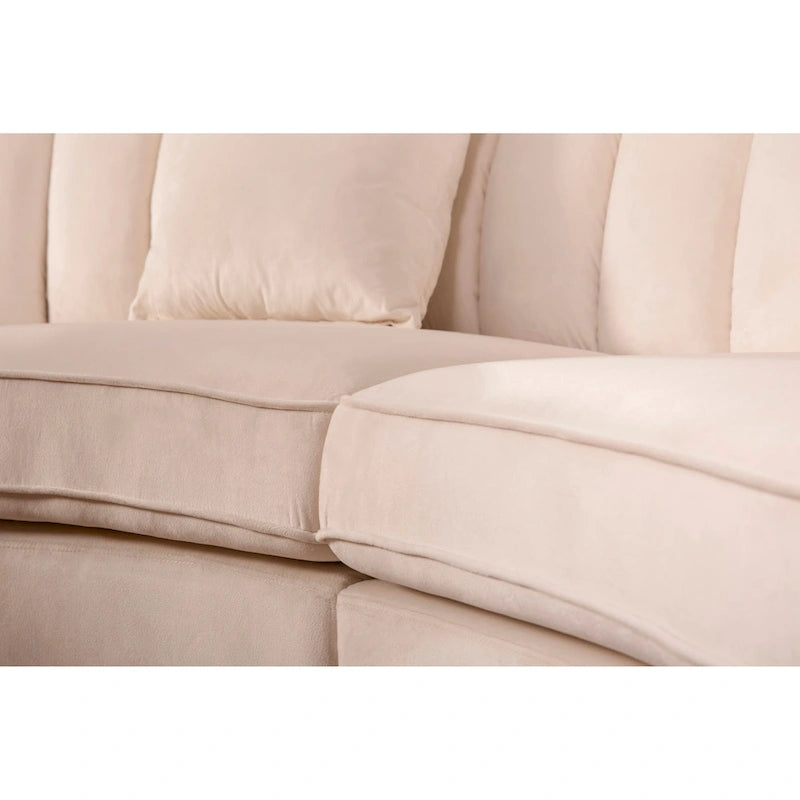 Canapés d'angle modulaires symétriques en velours, en forme de U, avec courbure arrondie - 141 cm de large