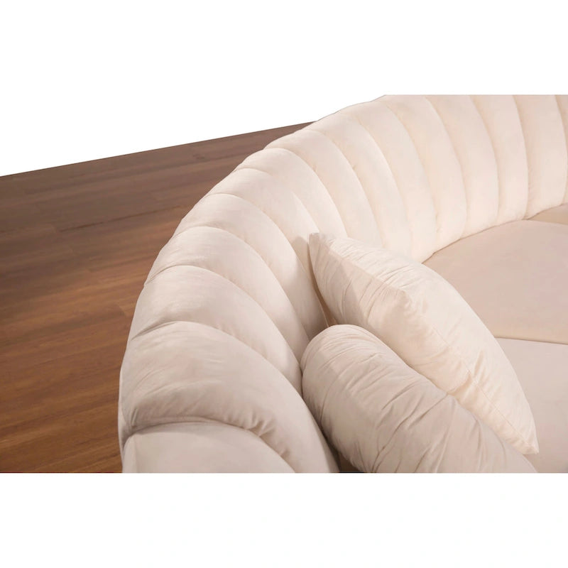 Canapés d'angle modulaires symétriques en velours, en forme de U, avec courbure arrondie - 141 cm de large