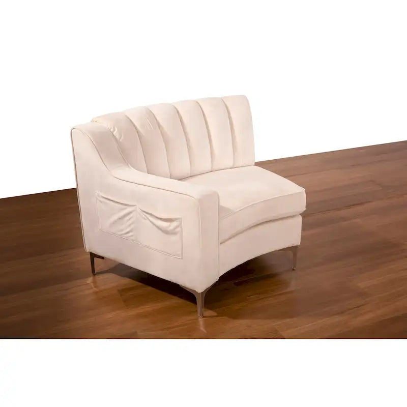 Canapés d'angle modulaires symétriques en velours, en forme de U, avec courbure arrondie - 141 cm de large