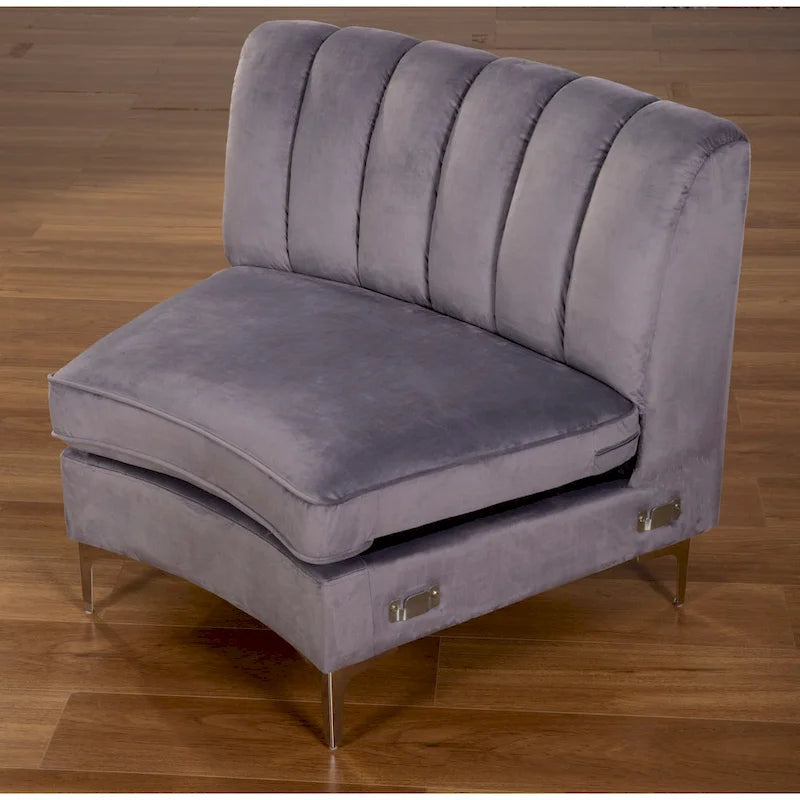 Canapés d'angle modulaires symétriques en velours, en forme de U, avec courbure arrondie - 141 cm de large